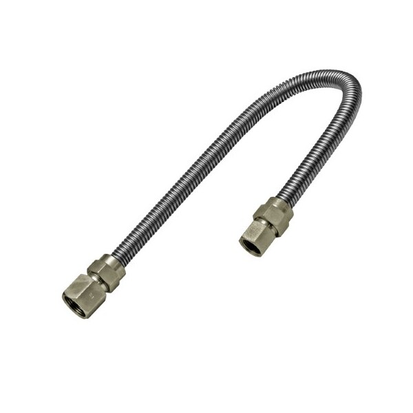 Flextron Gas Line Hose 1/2'' O.D. x 30'' Length 1/2" x 3/8" FIP Fittings, Stainless Steel Flexible Connector FTGC-SS38-30E - main